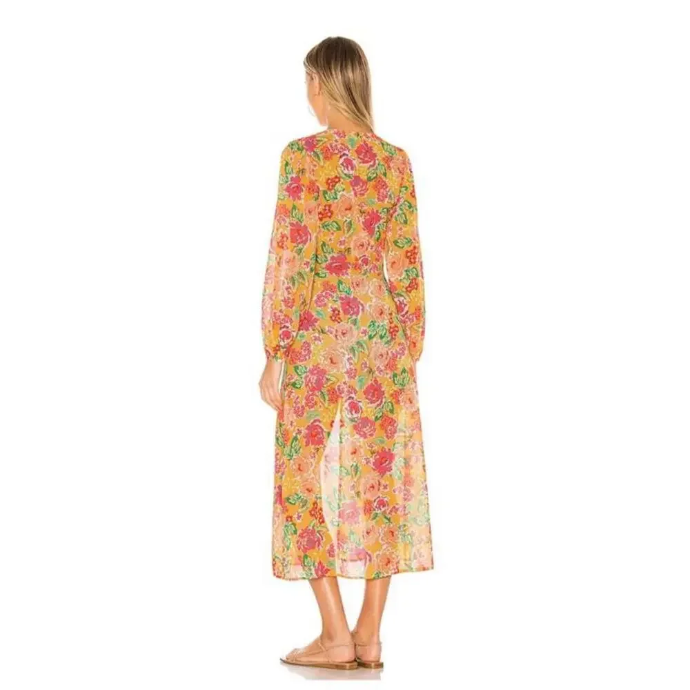 Lovers + Friends Floral Chiffon Temptation Robe Coverup Small New Revolve - Picture 2 of 10